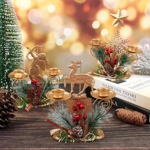 Christmas Iron Art Candlestick Holders Desktop Decoration Craft Festival Party Supplies Home Decor