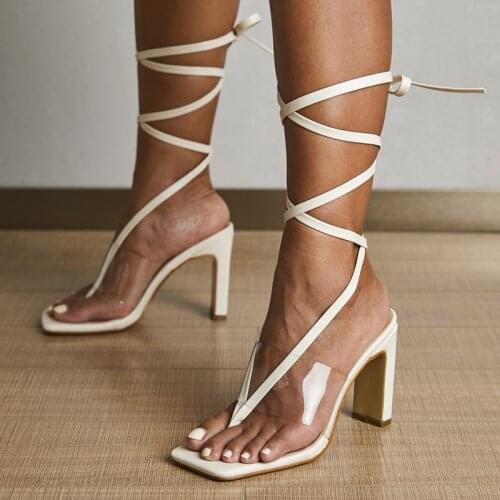 Rome style Summer Women Sandals Sexy narrow band Ankle cross-tied Gladiator sandals Fashion V-neck designer High heels Shoes
