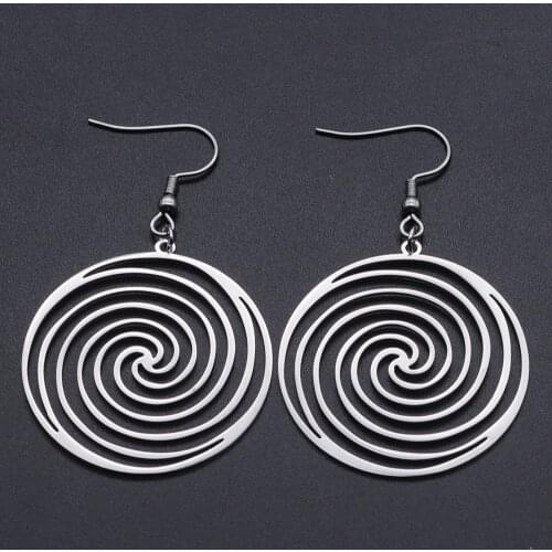 100% Stainless Steel Fashion Geometric Spiral Round Earring for Women Wholesale Unique Statement Jewelry Earrings