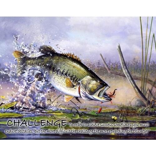 Largemouth Bass Fishing Motivational Art print Silk poster Home Wall Decor