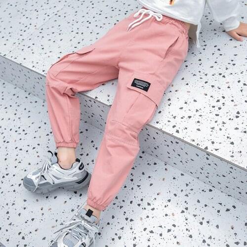 10 to 12 years Teenage Girls Cargo Pants Spring Autumn Elastic Waist Fashion Trousers Kids Outfit