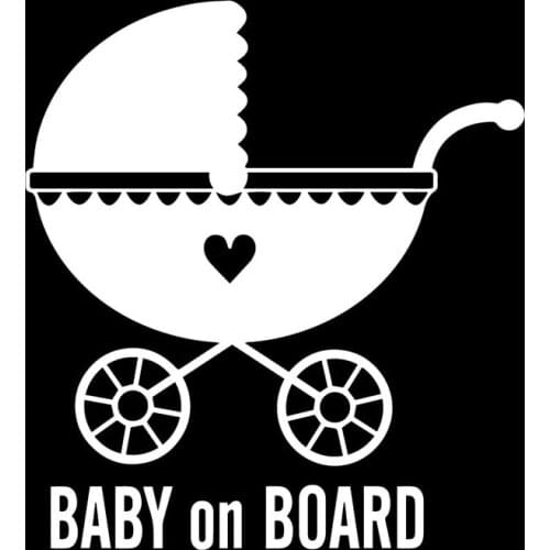 Cute Baby Carriage Pattern High Quality Car Applique Personality Pvc Waterproof Car Window Applique Black/white, 16cm*15cm