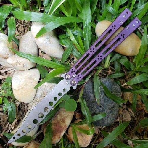 THEONE Basilisk HOM Butterfly Trainer Knife Titanium Handle D2 Blade Jilt Knife Hunting Tactical Folding Survival Knife