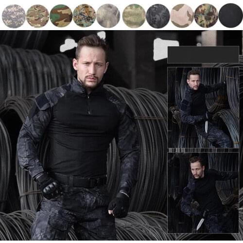 Tactical Hunting Camouflage Clothes Military Uniform Airsoft Clothing Army Tactical Shirt + Pants with Knee Pads