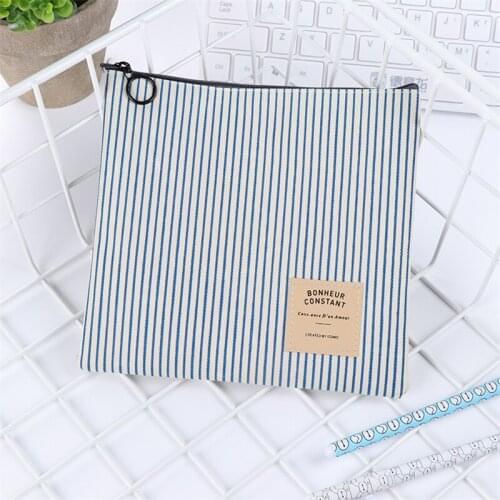 HIGH QUALITY Kawaii color canvas Brief Style Grid & Stripes Pencil case Stationery School Supply pencilcase bag penalty