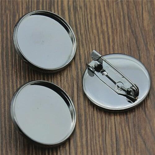 10pcs/lot 6 Colors Fit 20mm 25mm Glass Cabochon High Quality Copper Material Brooch Base Jewelry Findings For Jewery Making