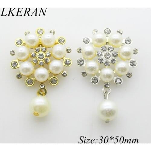 LKERAN 2 pcs/Bag fashion Flower button ivory Pearl diamond brooch Wedding Bouquet Fashion Jewelry Brooch Pins For Womens Gift