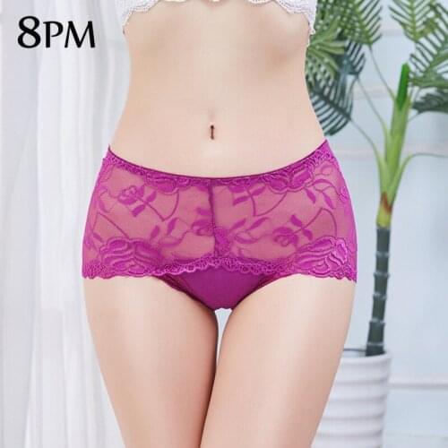 Women Sexy Lace Panties Thin Breathable High Waist Panties Underpants Ultra Transparent Mesh Hollow-Out Plus Size Panties ouc774