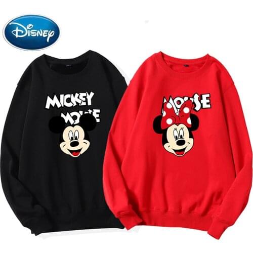 Disney Sweatshirt Minnie Mickey Mouse Cartoon Letter Print O-Neck Pullover Women Long Sleeve Couples Unisex Tops S - XXL 8 Color