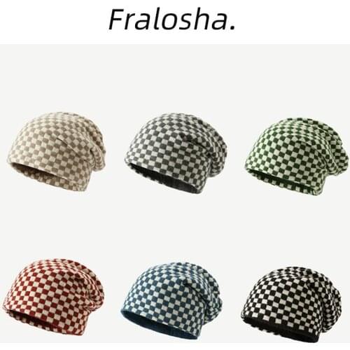 Winter Warm Hats For Women Men New Fashion Hip Hop Black White Plaid Check Beanie Hat Casual Stacking Knitted Bonnet Caps