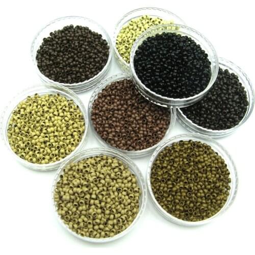 1000Pcs Nano Cooper Micro Rings Beads For Use With Nano-Tipps Pre Bonded Hair Extensions Black Brown Blonde Nano Micro ring