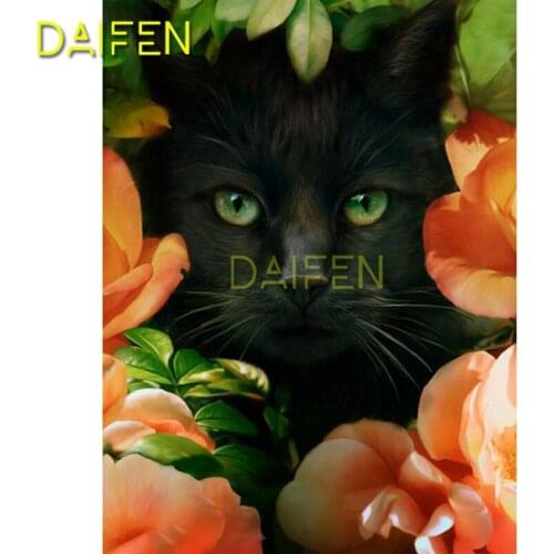 Full Round Diamond painting Full Square Diamond embroidery Cross stitch black cat flower leaves DIY 3D Diamond mosaic