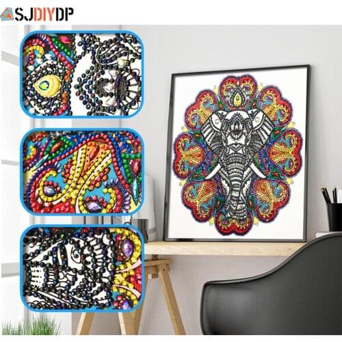 SJDIYD 5D Diamond Painting Special Shaped Elephant Animal Diamond Mosaic Partial Rhinestone Cross Stitch Kits Mandala Home Decor