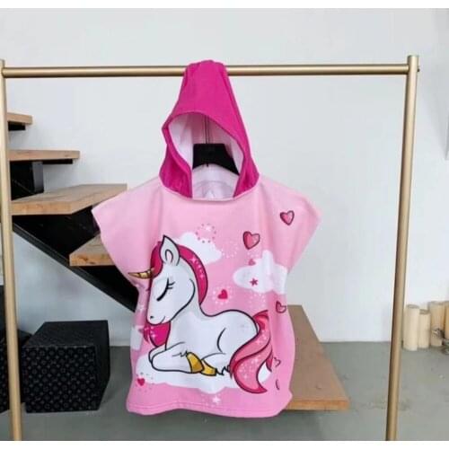 Bath Towels Kids Soft Bathrobe Microfiber Hooded Children Robes Ainimal Print Boys Girl Swimming Towel Baby Toddler Beach Poncho