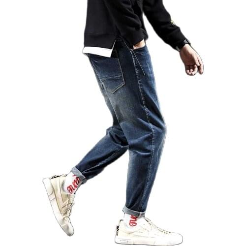 Trendy Harem Jeans Men Casual Denim Pants Regular Fit Skinny Jeans Street Trousers Man Clothing