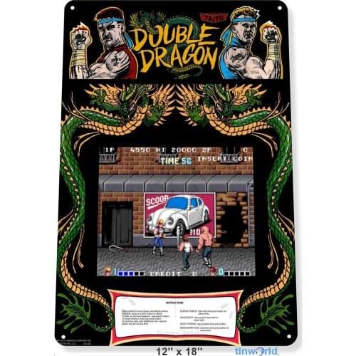 HAIMAX for Man Cave Laundry Room Basement Pub Farm Decor TIN Sign Double Dragon Arcade Game Room Marquee Console 12" x 16"