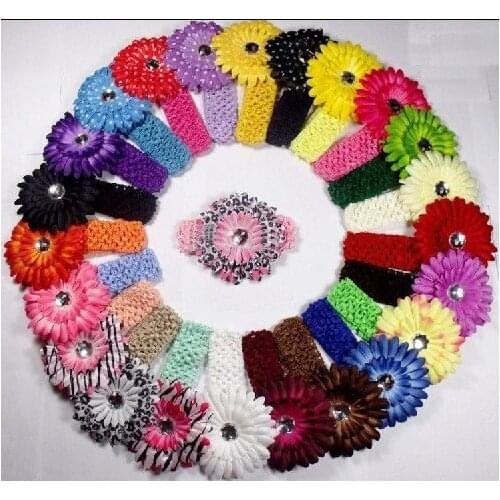- hjfg 600pcs 4" Gerbera Childrens Hair Accessories baby Girls Flower Clip + 1.5" Hair Headband