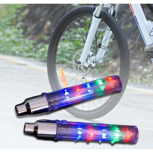 2Pcs Bicycle Tyre Tire Valve Rim Flashing Light Colorful Bike Wheel Cap Lamp Bicycle Accessories Replacement Parts