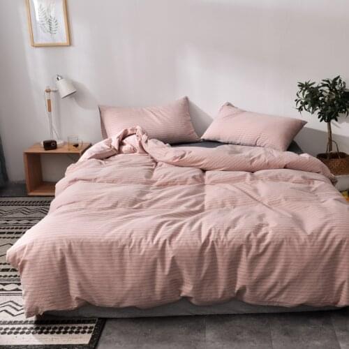 Japanese Style Cameo Stripes 100% cotton Wash cotton3pcs duvet cover sets( 2pcs pillowcase+1Pcs duvet cover )/soft bedding sets