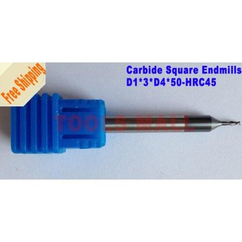 Free Shipping-5pcs D1mm Carbide Square End mill 2 Flutes HRC45 Milling cutters CNC Spiral Router bits Endmill cutter CNC Tool