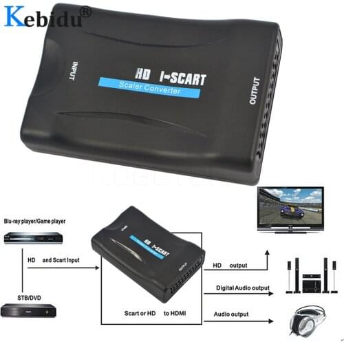 1080P SCART to HDMI-compatible Converter Video Audio Adapter Signal HDMI-compatible to SCART + USB Cable Receiver HD TV DVD
