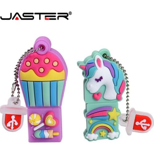 JASTER Cartoon the new unicorn Pen Drive 64GB 32GB usb Flash Drive Pendrive 16GB 4GB Memory Stick u disk fashion gift