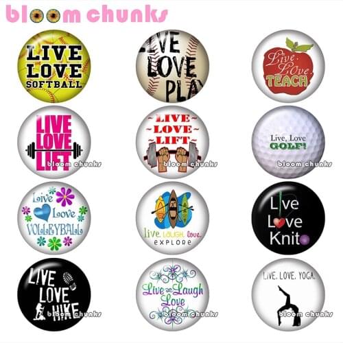 Live love Round photo glass cabochon demo flat back Making findings 12mm/18mm/20mm/25mm B2825