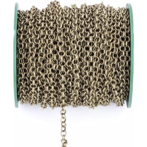 5meters 3.2mm Necklace Rolo Chains Bulk Necklace Findings Gold Silver Color Metal Iron Open Link Chains For Jewelry Making