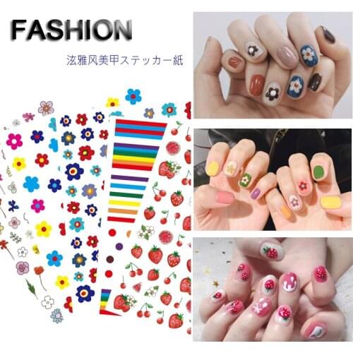 Cute Nail Design Stickers Flower Nail Art DIY Decoration Manicure Korea Style Nails Accessoires Nail Stickers Decal