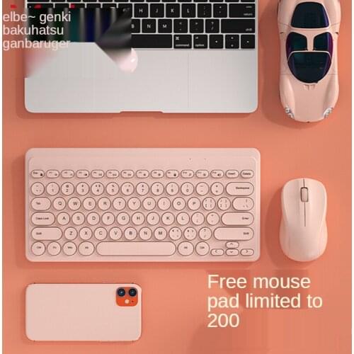Wireless Keyboard and Mouse Set Desktop Computer USB External Key Mouse Mute Cute Girl Typing Special Small Non-Rechargeable