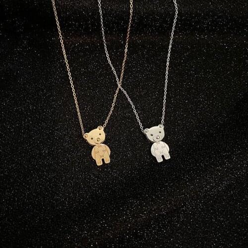 Stainless Steel Animal Cute Animal Bear Pendant Necklace Women Minimalism Ins Bear Necklaces Jewelry Gift For Him