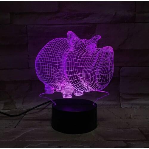 3d Lamp Rhinoce 7/16color Illusion Night Lamp Kids Bedside Lighting Birthday Gifts Table Lamp Touch and Remote Control