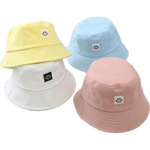 2020 New Smile Face Labeled children Bucket Hats all matched simple style Caps kids bob hat summer fashion sun hat