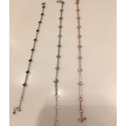 2020 Fashion High Quality Original New White Blue Cubic Zirconia Series Bracelet Suitable For Womens Gathering Diy Jewelry