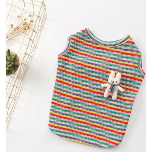 Dog Clothes New Cotton ElasticCat Clothes Striped Pet Summer Cold Vest Dog Clothes for Small Dogs Girl Dog Fashion