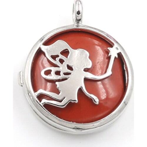 YJXP Silver Plated Round Bead with Hollow Butterfly Fairy Pendant For Party Red Stone Jewelry