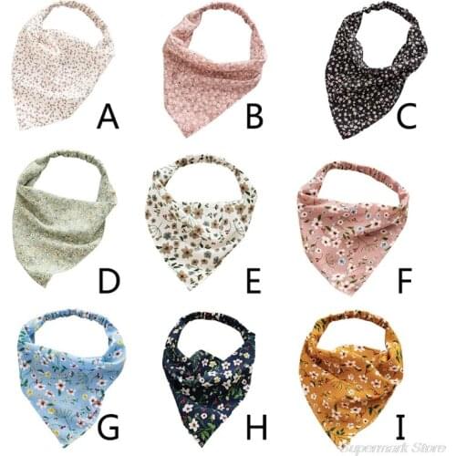 Pastoral Style Vintage Floral Print Elastic Hair Scarf Headband Triangle Head Kerchief Turban Boho Bandana Headwrap A13 21