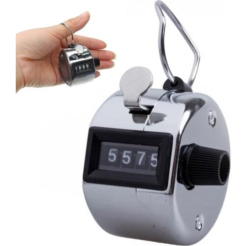 Hand Digital Counter with Metal Lap Tally Counter Handheld Clicker 4 Digits Chrome Golf People Counting