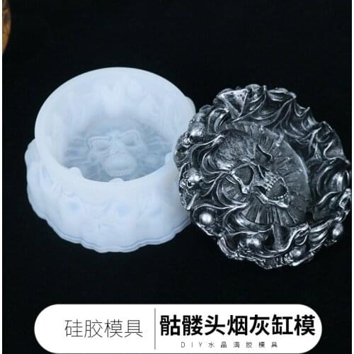 DIY Crystal Epoxy Ashtray Mold New Skull Ashtray Mold High Mirror Handmade Silicone Resin Mold