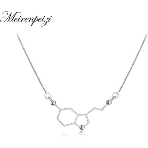 Serotonin chemical structure of molecules necklace science students Necklace Pendants Statement Choker Necklace Jewelry women