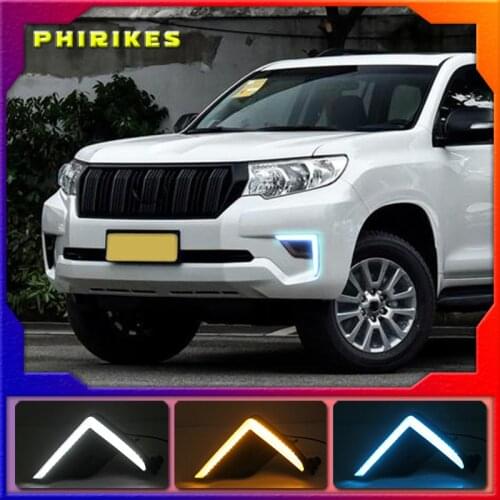2PCS LED Daytime Running Light For Toyota Land Cruiser Prado 2018 Car Accessories Waterproof 12V DRL Fog Lamp Decoration