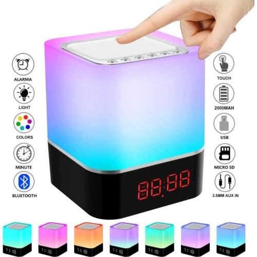 LED Touch Night Light, Bluetooth Speaker Lamp, Portable Wireless Speaker Bedside Lamp, USB Rechargeable Table Lamp, Alarm Clock