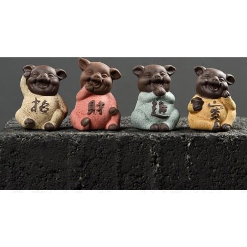 Tea Pet Decoration Lovely Pig Tea Pet High Qulity Purple Clay Chinese Kung Fu Tea Accessories Home Desk Decor K019