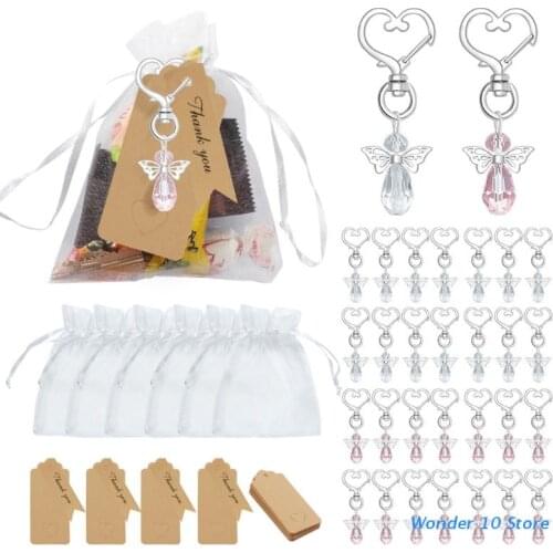 Table Decoration with Organza Bag Religous Guardian Angel Keychains for Decor