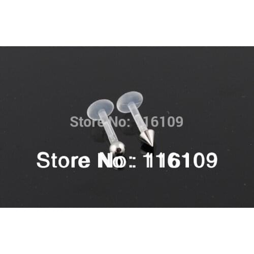 Body Jewelry Internal Bio Plastic Ball/Spike Monroe Labret Lip Ring Mixed 1.2*8*2.5mm