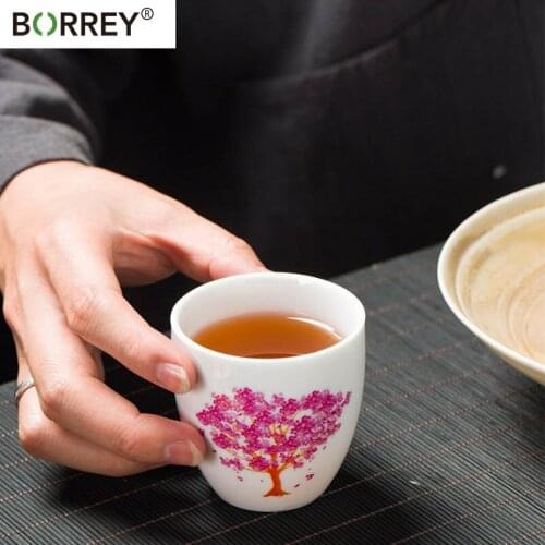 BORREY 120ML Magic Teacup Heat Sensitive Ceramic Coffee Mugs Kung Fu Color Changing Cup Heat Revealing Puer Tea art Tea Set Gift