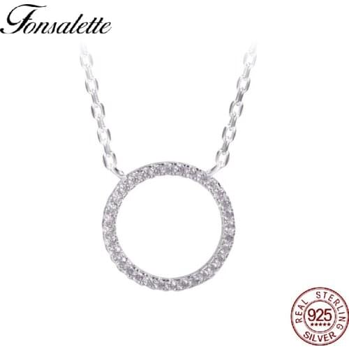 Fashion Round Big Circle Pendant Necklace Paved CZ Crystal Long Chain Necklace for Women Girls Jewelry gift ZK30