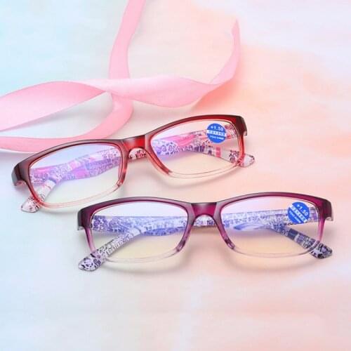 +1.0 +1.5 +2.0 +2.5 +3.0 +3.5 +4.0 2020 Fashion New Clear Reading Glasses Flower Printed Spectacles Anti Blue-ray Unisex Eyewear