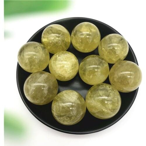 1pc Natural Lemon Yellow Quartz Crystal Sphere Ball Polished Healing Citrine Crystal Balls Decor Natural Stones and Minerals
