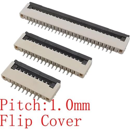 10Pcs/lot 1mm Pitch Under Clamshell FPC FFC Flat Cable Socket Connector 4P 6P 8P 10P 12P 14P 16P 18P 20P 24P 26P 30Pin